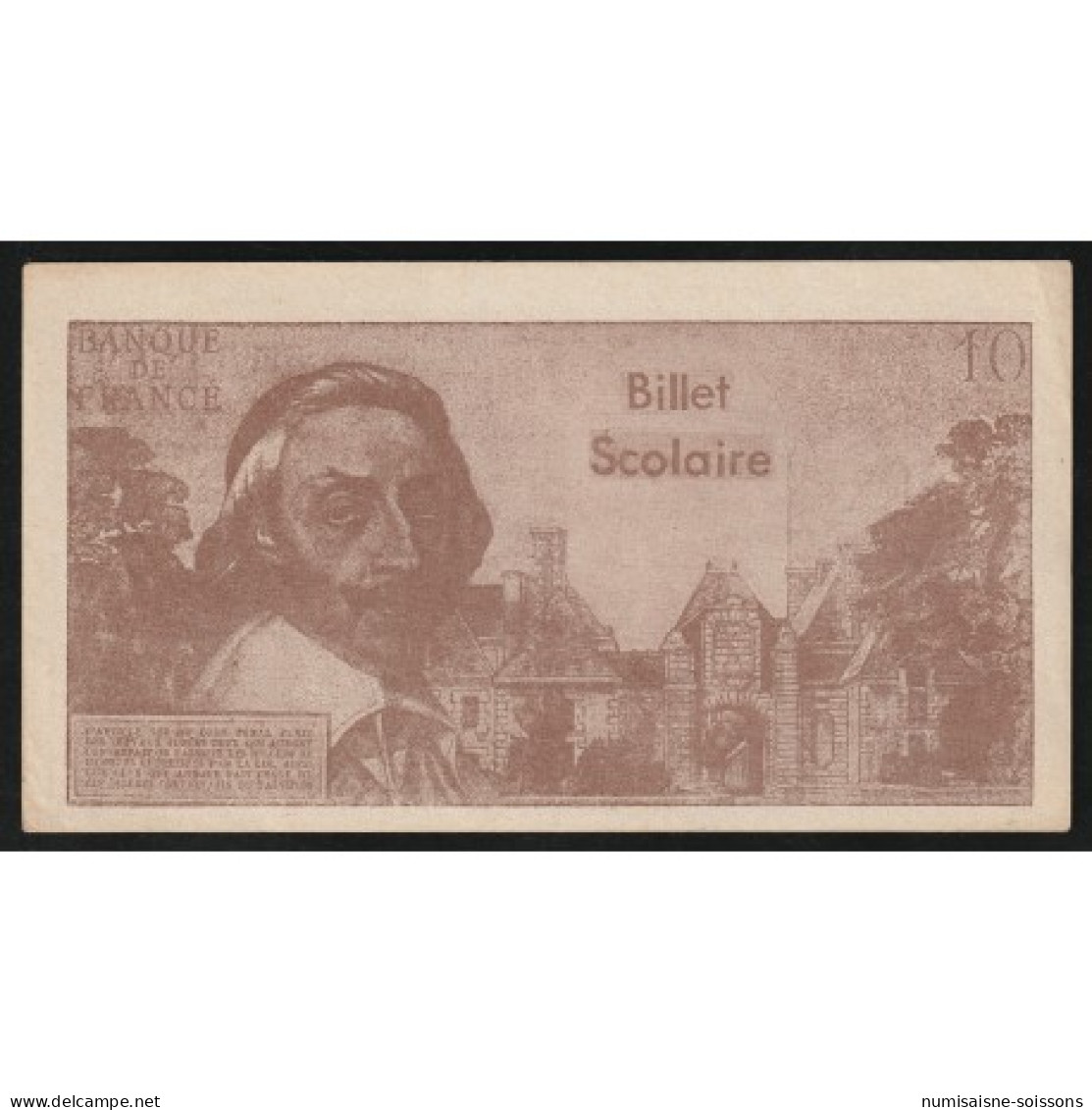 FRANCE - BILLET FACTICE - 10 FRANCS RICHELIEU - A USAGE SCOLAIRE - Fictifs & Spécimens