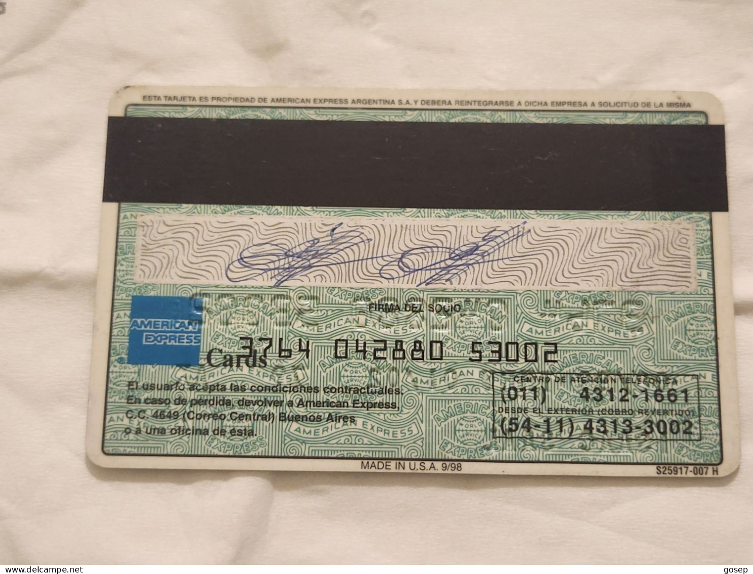 ISRAEL-American Express-(3764-042880-53002)-(8/99)-used Card - Tarjetas De Crédito (caducidad Min 10 Años)