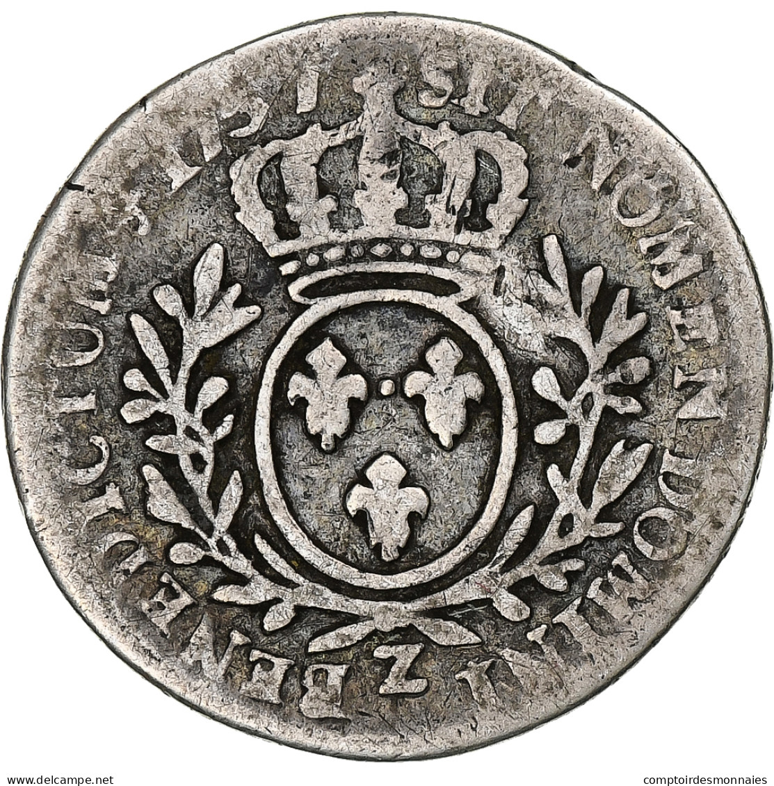 France, Louis XV, 1/10 Écu Aux Branches D'olivier, 1737, Grenoble, Argent, B+ - 1715-1774 Luis XV El Bien Amado