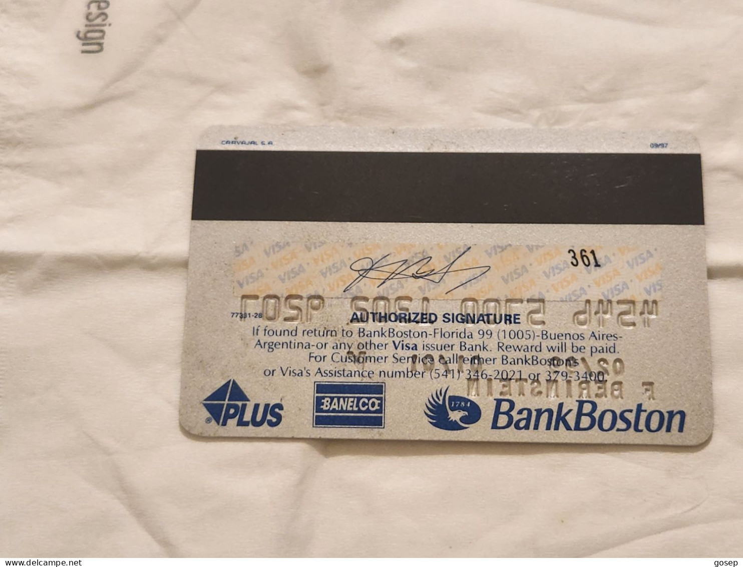 UNITED STATES-MILEAGE PLUS-BANK BOSTON CREDICT-VISA CARD-(4546-5700-1302-9207)-(F. BERINSTEIN)-used Card - Krediet Kaarten (vervaldatum Min. 10 Jaar)