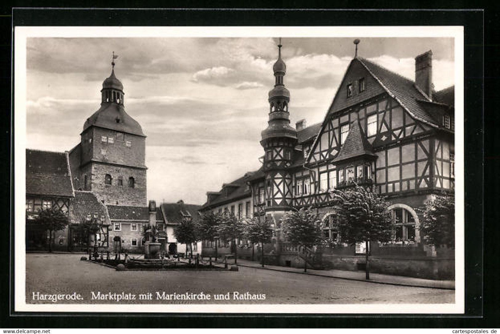 AK Harzgerode, Marienkirche, Rathaus  - Harzgerode