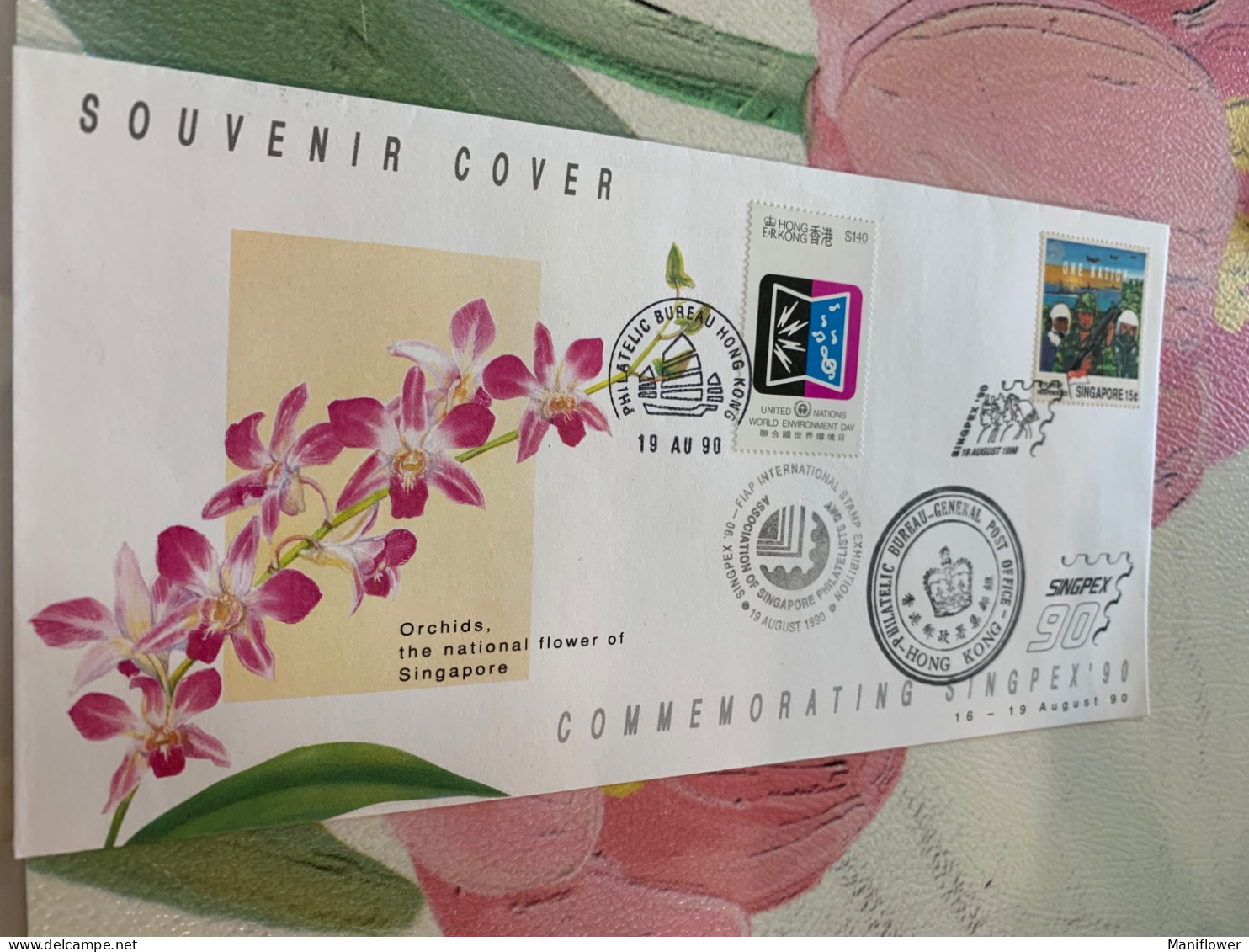 Hong Kong Stamp Orchid FDC Exhibition Special Crown Chop Of HK Before 1997 - Briefe U. Dokumente