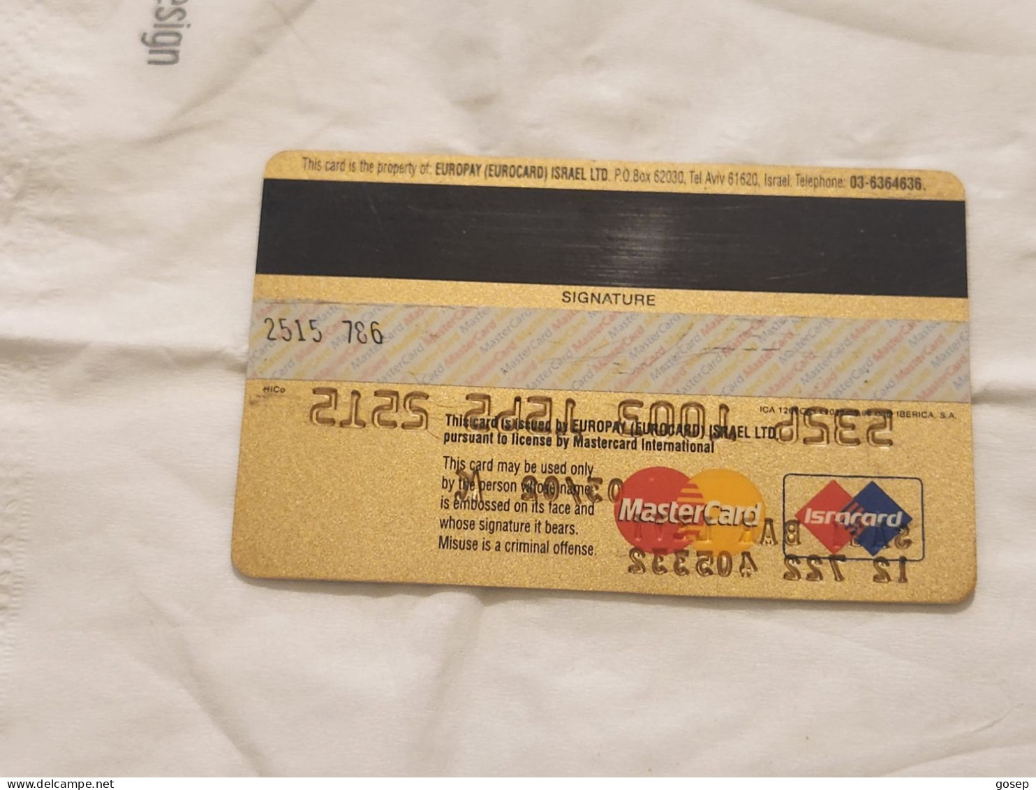 ISRAEL-GOLD MASTER CARD-BANK HAPOALIM-ISRACARD-(5326-1003-1565-2515)-(03/02)-used Card - Carte Di Credito (scadenza Min. 10 Anni)