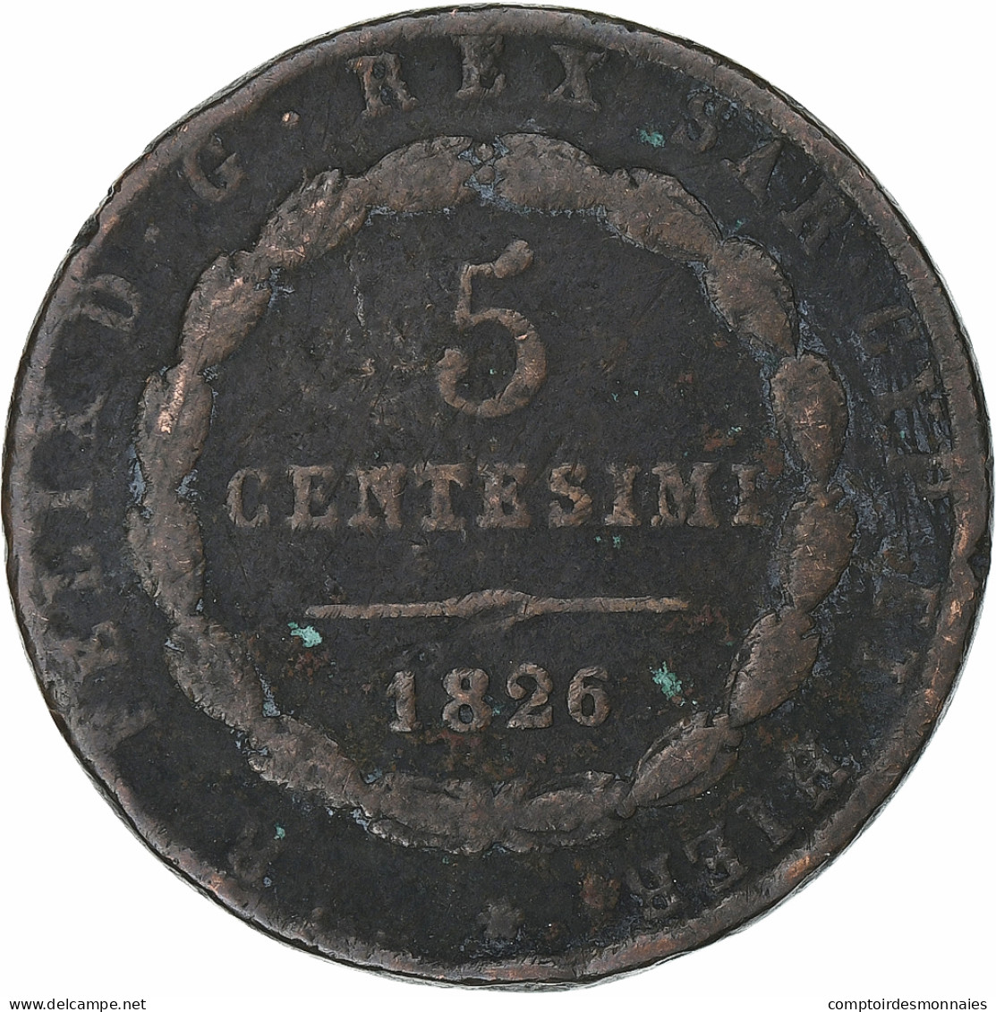 Italie, Carlo Felice, 5 Centesimi, 1826, Turin, Cuivre, TB+ - Emilie