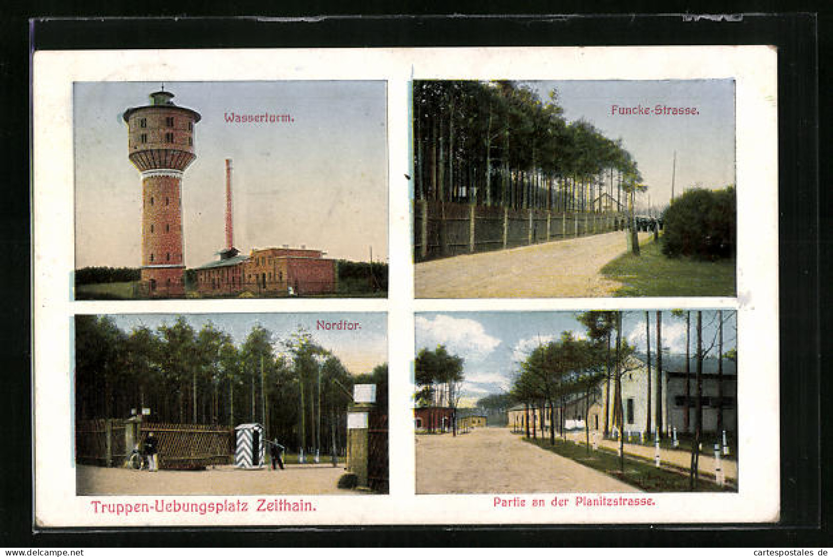 AK Zeithain, Der Truppenübungsplatz, Funcke-Strasse, Wasserturm, Nordtor Und Planitzstrasse  - Zeithain