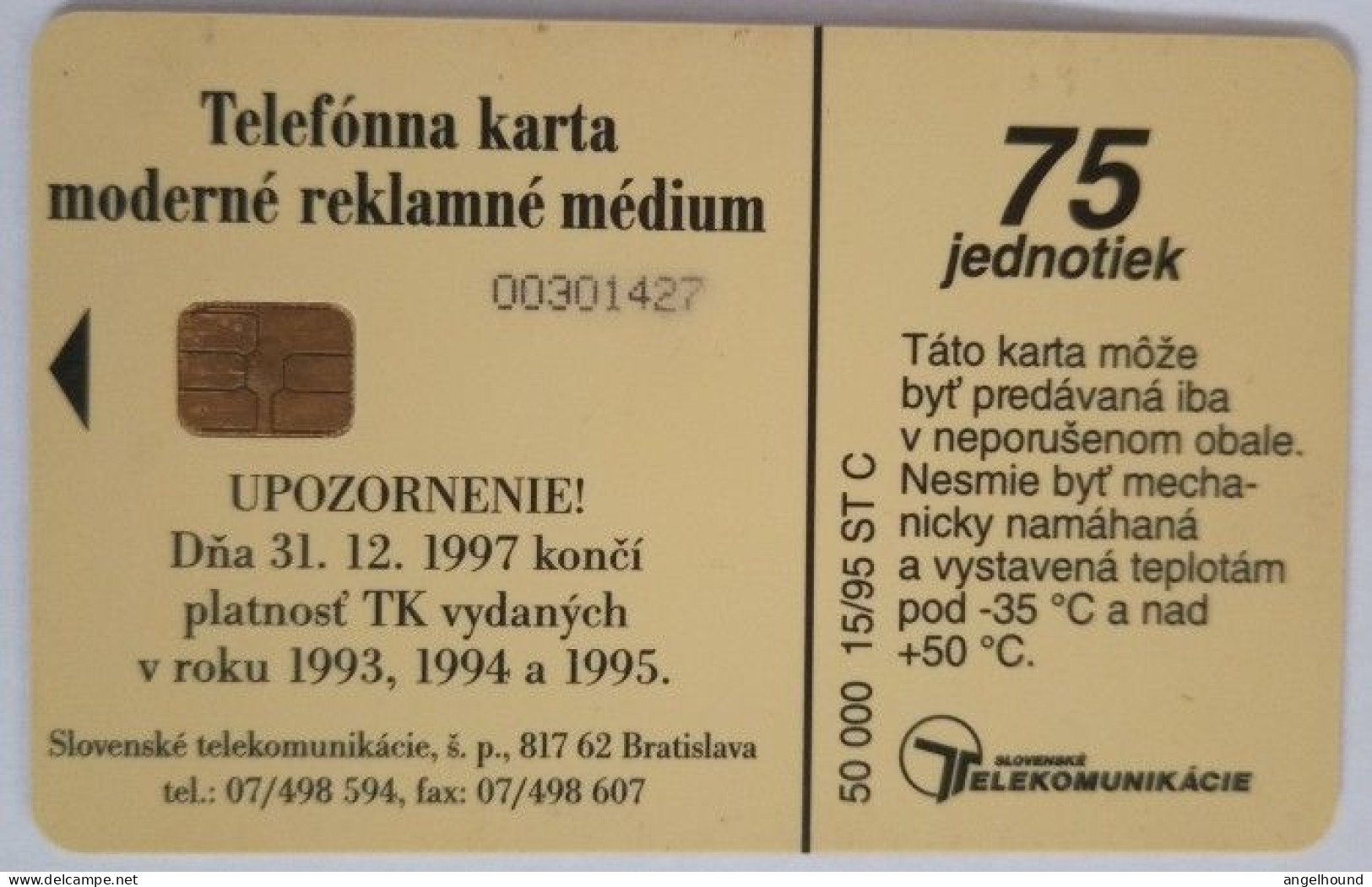 Slovakia 75 Units Chip Card - Horcokvet Clusiov - Slovaquie