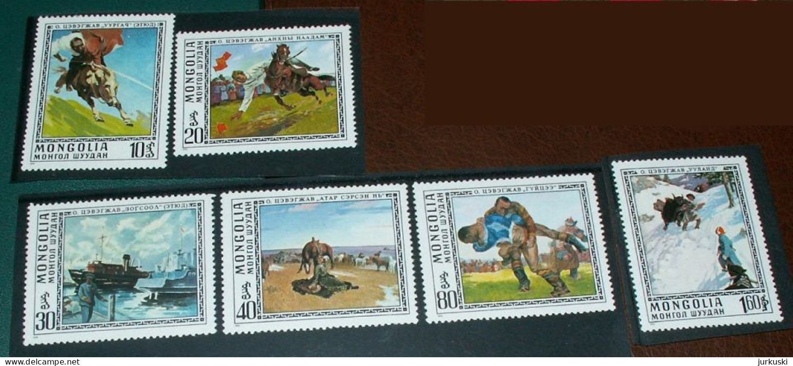 Mongolia 1976 - Mi.1016-21 - Paintings / Horses / Sports - MNH - Mongolei