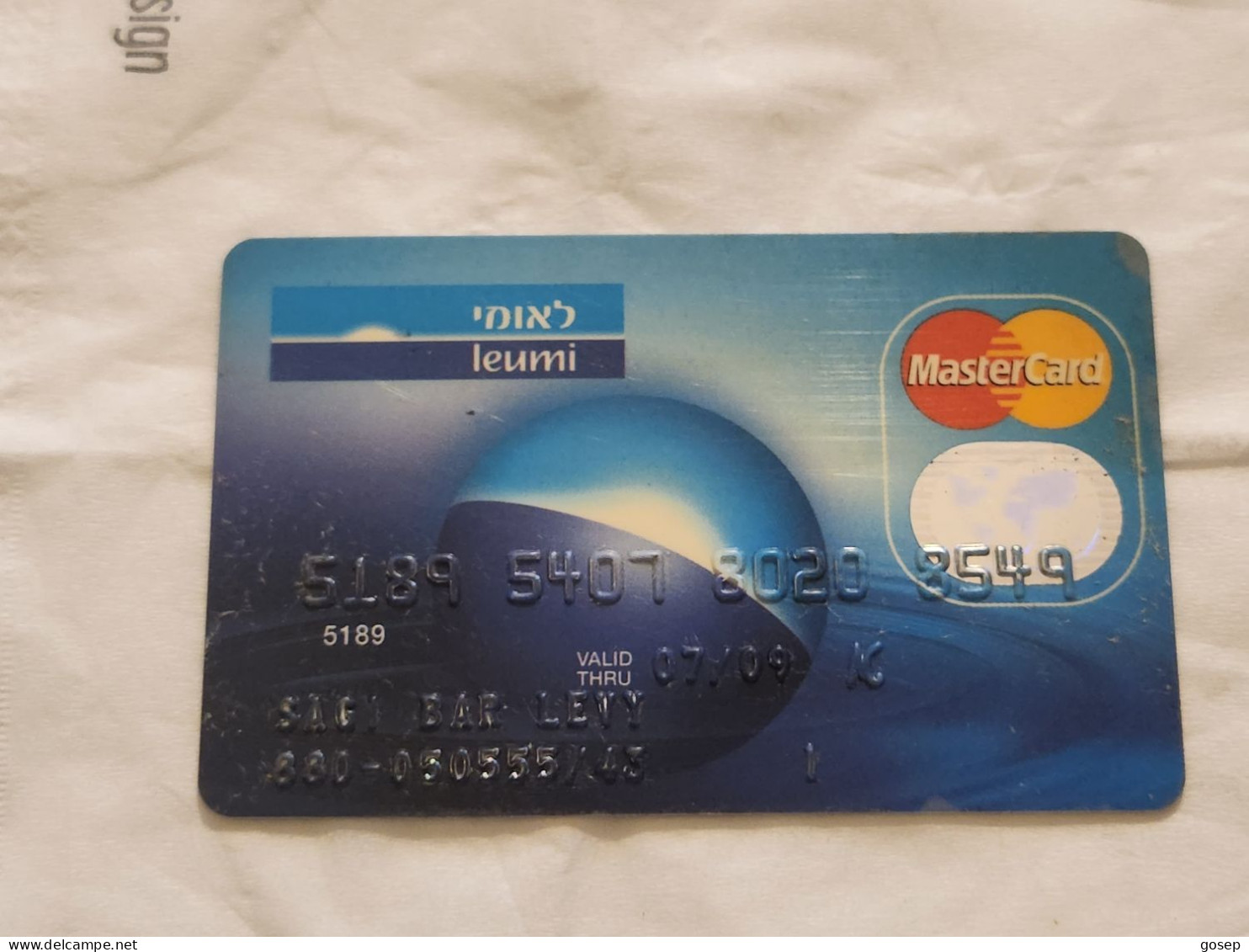 ISRAEL-VISA-BANK LEUMI-master Card-(4580-5407-8020-8549)-(07/2009)-used Card - Tarjetas De Crédito (caducidad Min 10 Años)