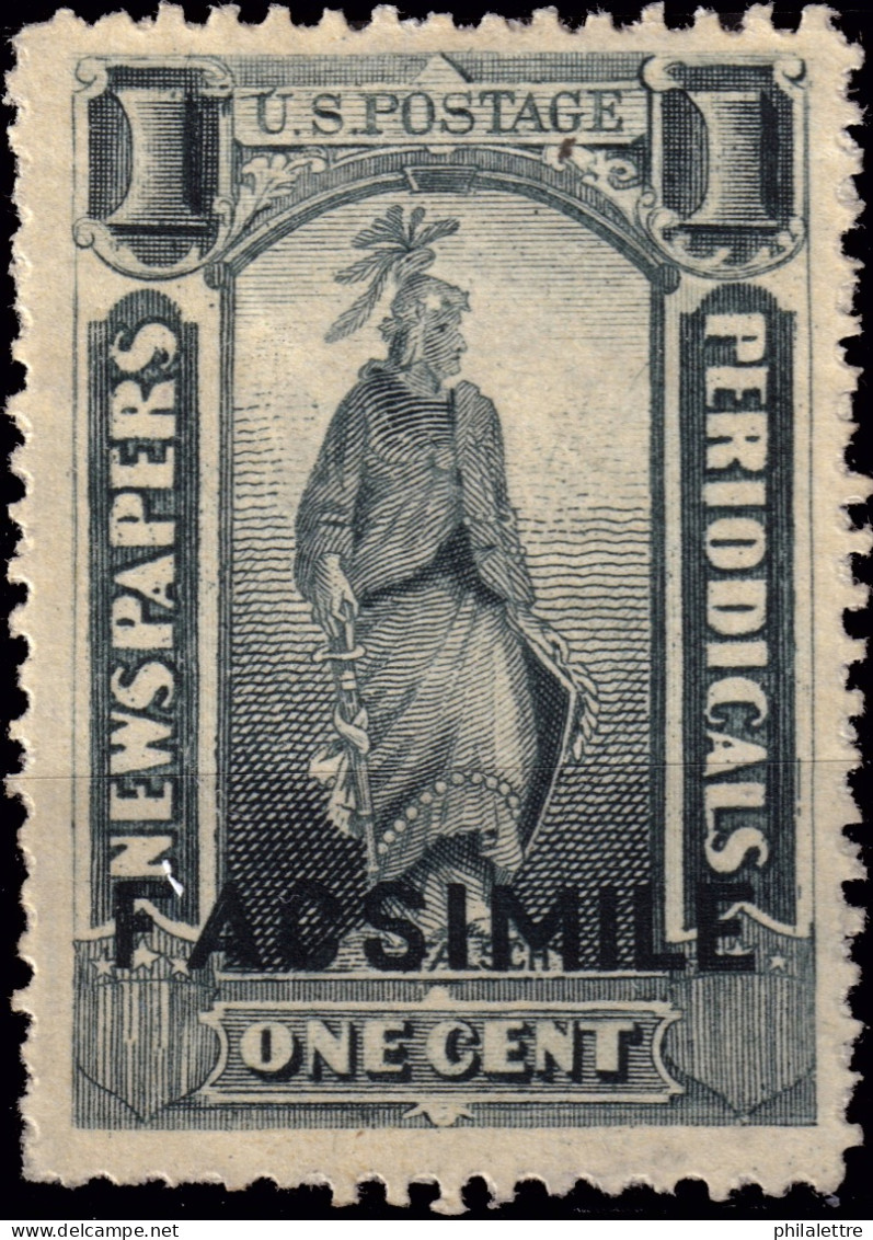 ÉTATS-UNIS / USA - 1875/85 Issue  German Reproduction ("FACSIMILE") Of Sc.type N4 1c Black - No Gum - Zeitungsmarken & Streifbänder