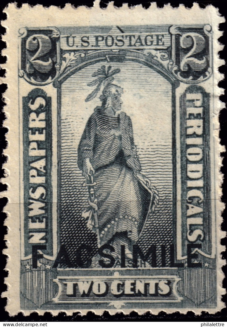 ÉTATS-UNIS / USA - 1875/85 Issue  German Reproduction ("FACSIMILE") Of Sc.type N4 2c Black - No Gum - Periódicos & Gacetas