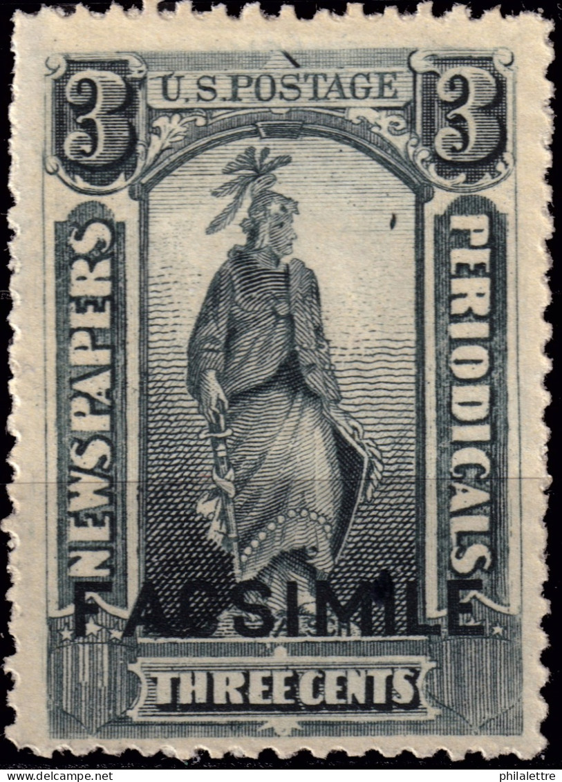 ÉTATS-UNIS / USA - 1875/85 Issue  German Reproduction ("FACSIMILE") Of Sc.type N4 3c Black - No Gum - Periódicos & Gacetas