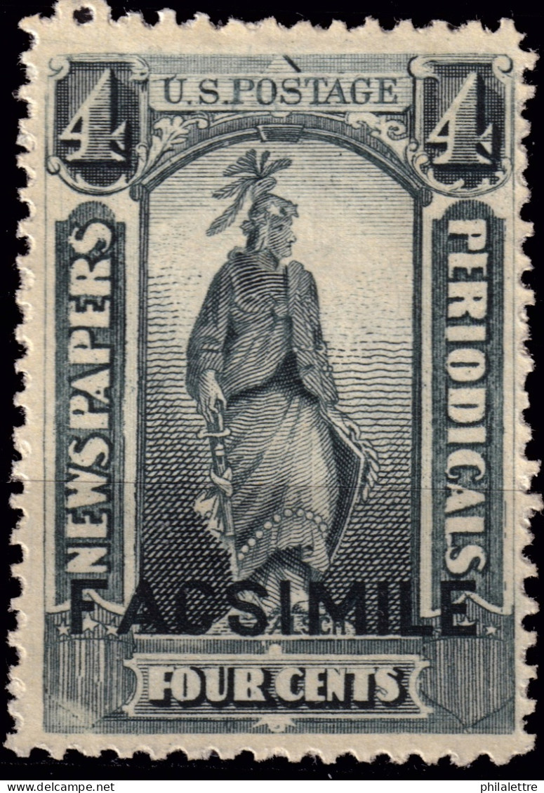 ÉTATS-UNIS / USA - 1875/85 Issue  German Reproduction ("FACSIMILE") Of Sc.type N4 4c Black - No Gum - Zeitungsmarken & Streifbänder