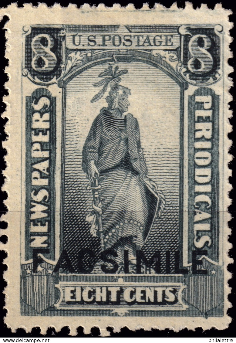 ÉTATS-UNIS / USA - 1875/85 Issue  German Reproduction ("FACSIMILE") Of Sc.type N4 8c Black - No Gum - Zeitungsmarken & Streifbänder