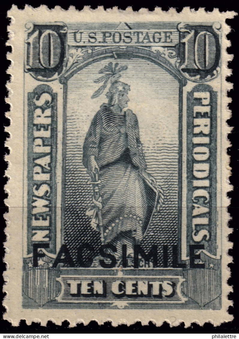ÉTATS-UNIS / USA - 1875/85 Issue  German Reproduction ("FACSIMILE") Of Sc.type N4 10c Black - No Gum - Periódicos & Gacetas