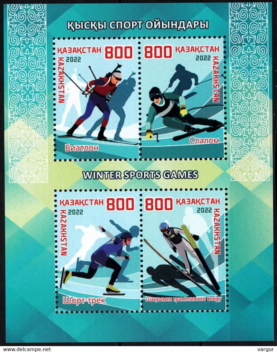 KAZAKHSTAN 2022-14 SPORT: Winter Olympic Games, Beijing-22. Souvenir Sheet, MNH - Inverno 2022 : Pechino