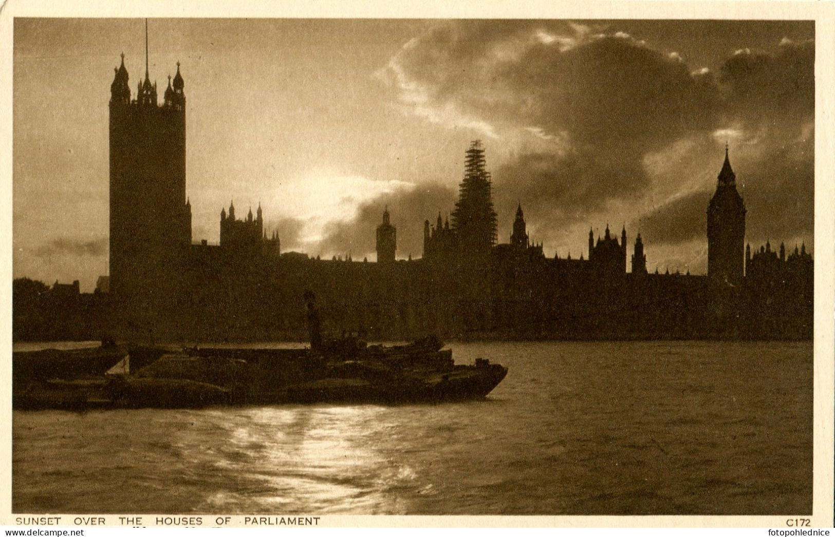 893 LONDON - SUNSET OVER THE HOUSES OF PARLAMENT Published By Walter Scott, Bradford - Houses Of Parliament