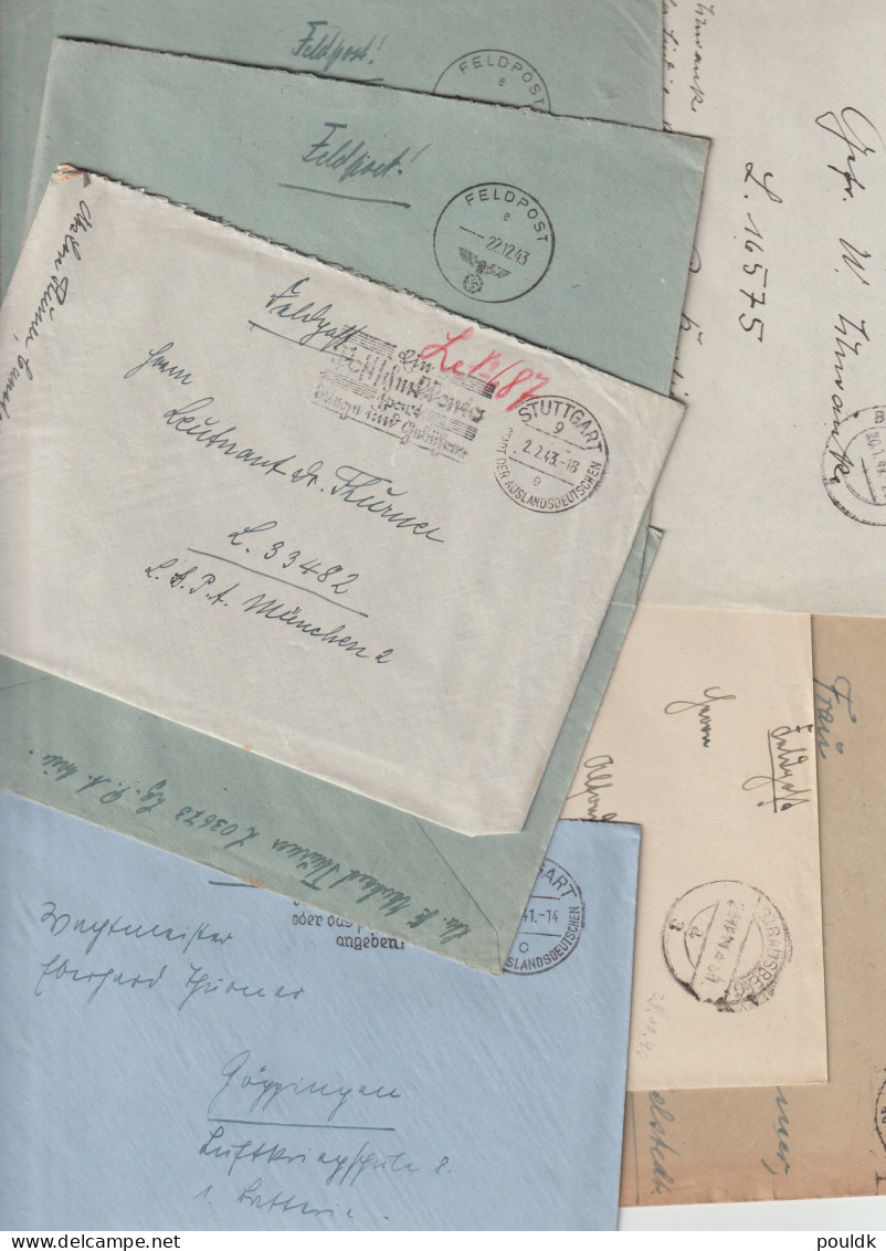 50 German Feldpost Covers From World War 2 From/to Fronts. Many Has Letters. Postal Weight 0,340 Kg. Please Read - Militares