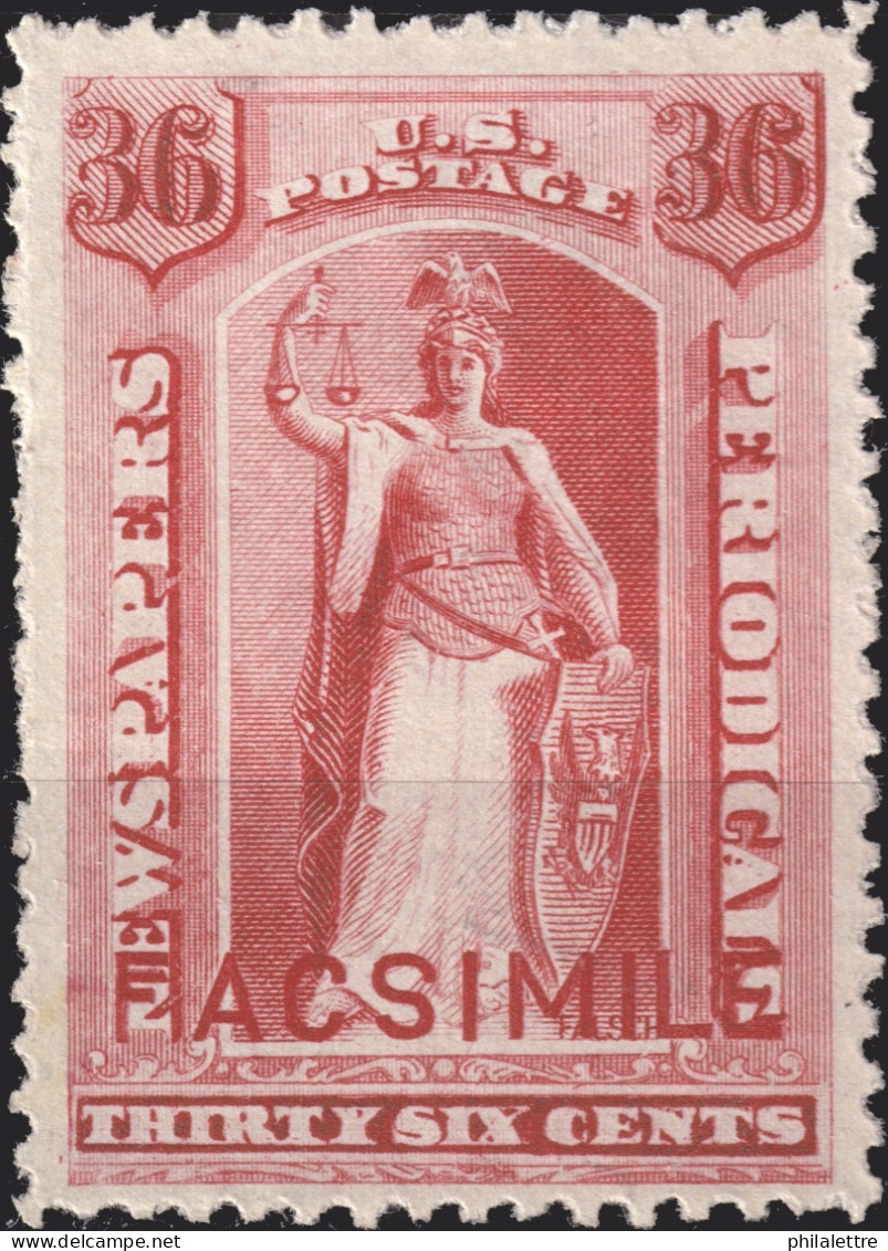 ÉTATS-UNIS / USA - 1875/85 Issue  German Reproduction ("FACSIMILE") Of Sc.type N5 36c Carmine Rose - No Gum - Dagbladzegels