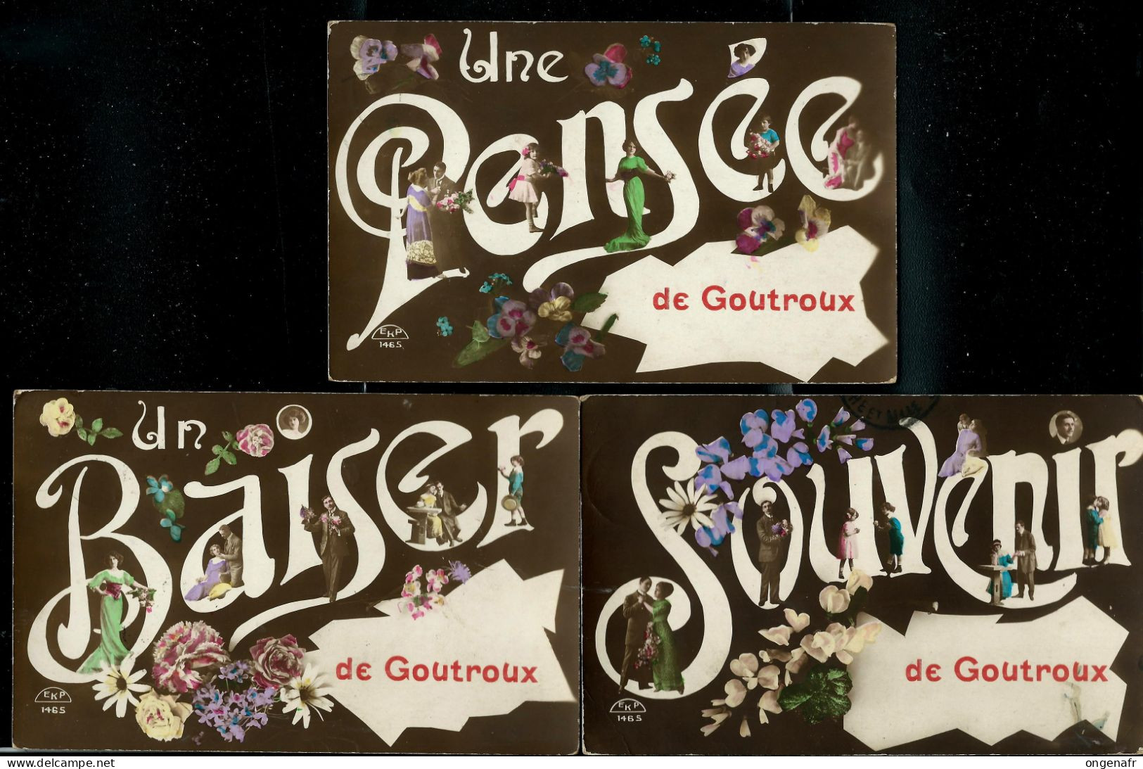 3 Cartes  Souvenir - Baiser - Pensée De GOUTROUX  - Toutes De 1914 ( 09/07 - 27/08 - 03/07) - Charleroi