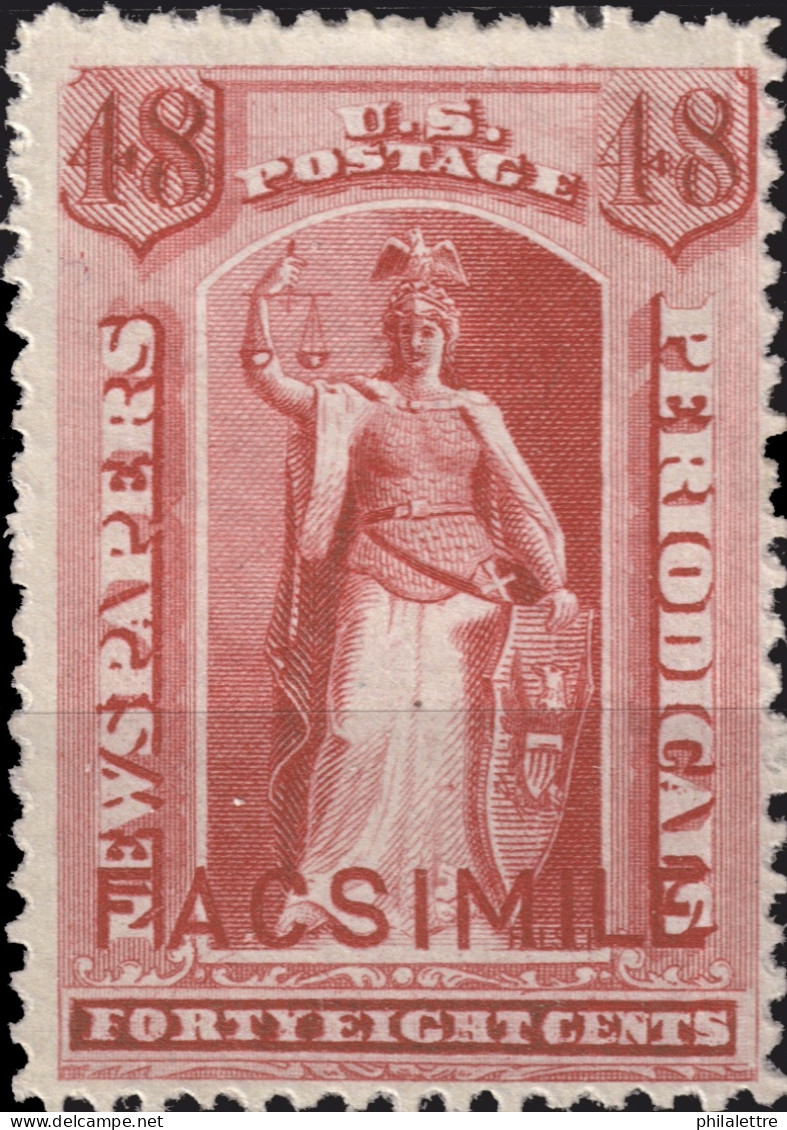 ÉTATS-UNIS / USA - 1875/85 Issue  German Reproduction ("FACSIMILE") Of Sc.type N5 48c Carmine Rose - No Gum - Giornali & Periodici