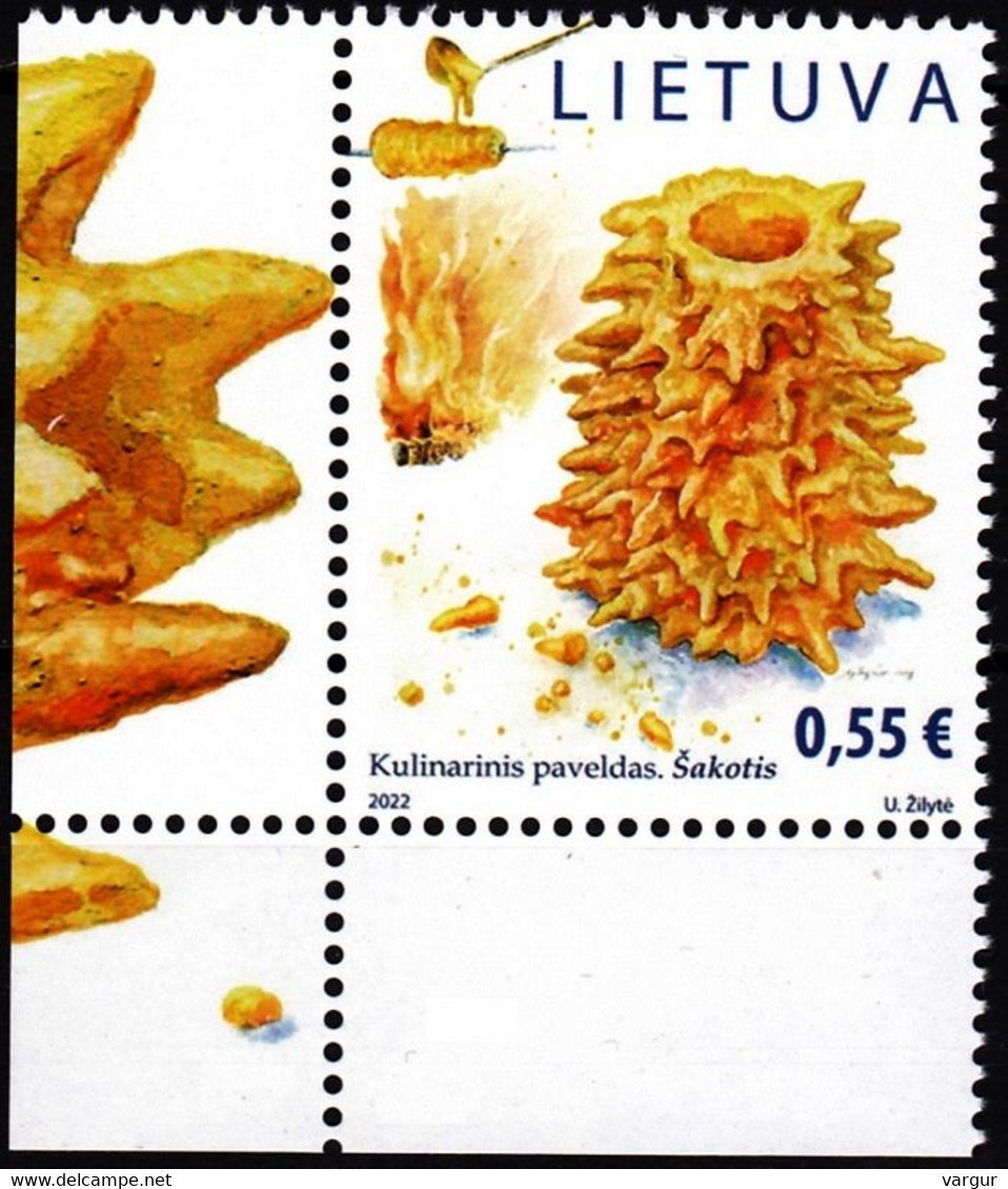 LITHUANIA 2022-14 Traditional Culinary: Tree Cake Baumkuche. CORNER, MNH - Alimentación