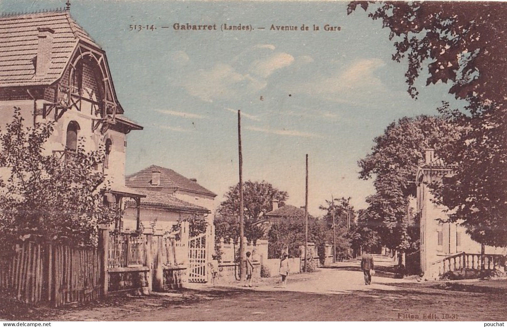 C13-40) GABARRET - LANDES - AVENUE DE LA GARE - ANIMEE - HABITANTS - COULEURS - ( 2 SCANS ) - Gabarret