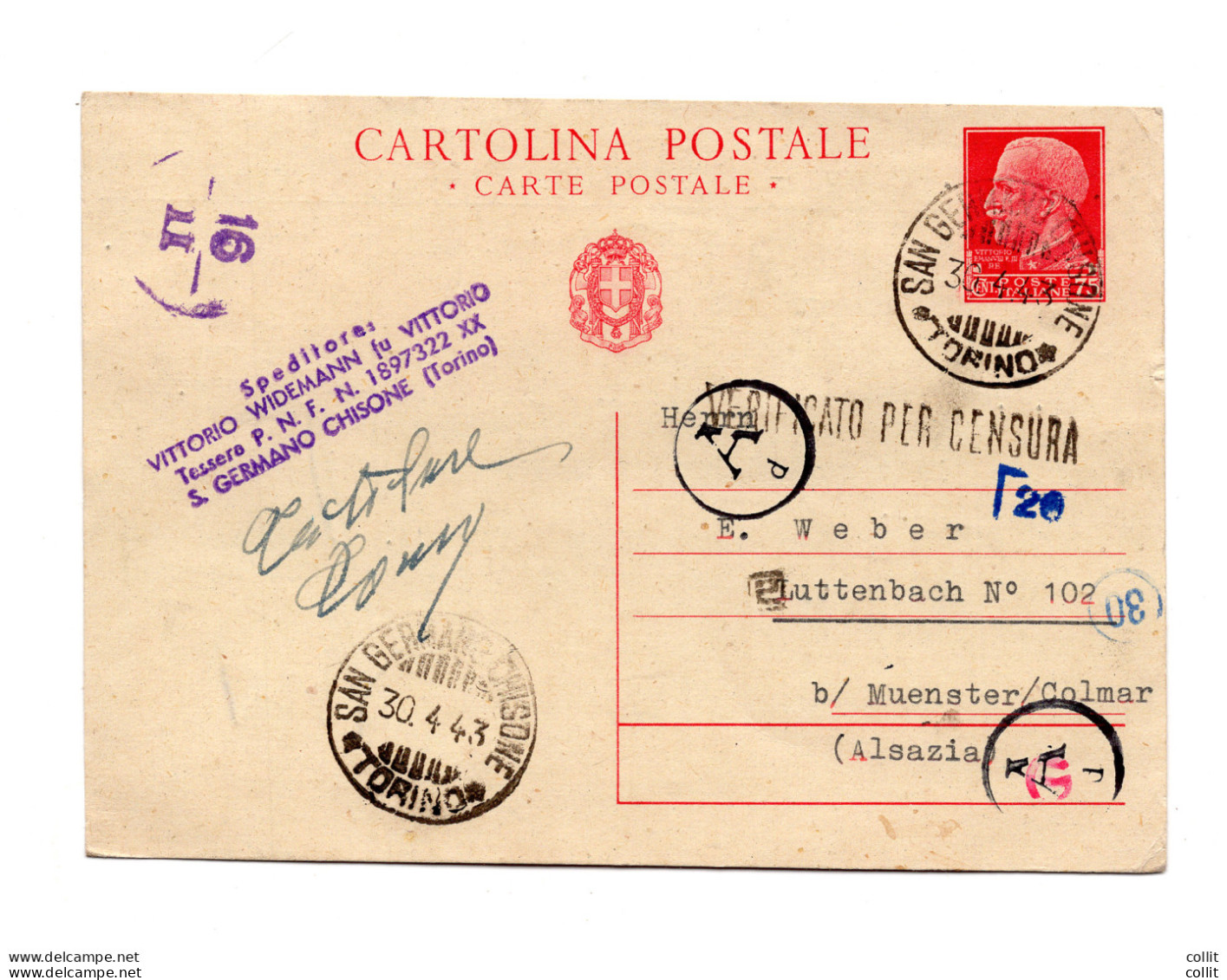 C.P. Cent. 75 "Imperiale" N. C 81 Viaggiata - Stamped Stationery