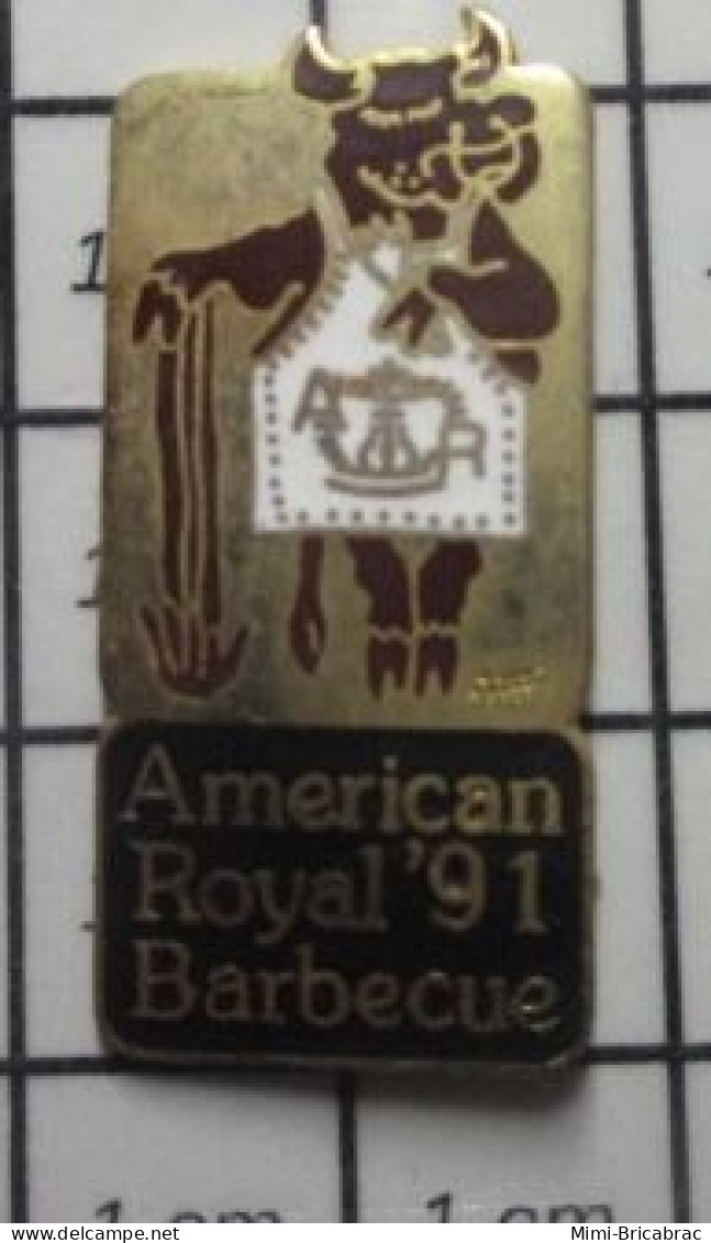 713c Pin's Pins / Beau Et Rare / ANIMAUX / VACHE BOEUF AMERICAN ROYAL 91 BARBECUE - Tiere