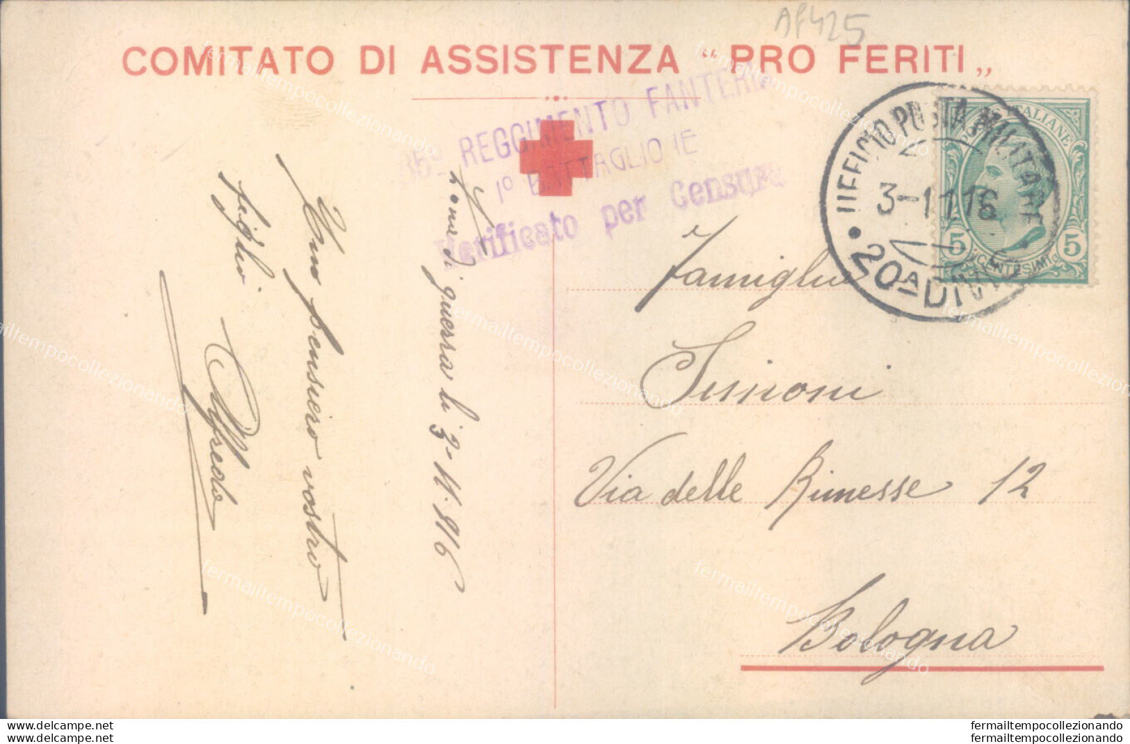 Ag425 Cartolina Comitato Di Assistenza Pro Feriti Posta Militare 20 Divisione - Franchise