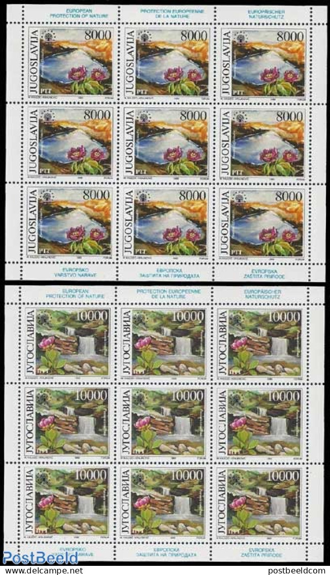 Yugoslavia 1989 Eur. Nature 2 M/ss, Mint NH, History - Nature - Europa Hang-on Issues - Flowers & Plants - National Pa.. - Unused Stamps
