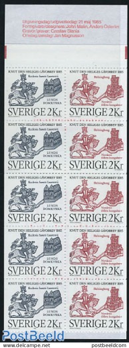 Sweden 1985 King Knut IV Booklet, Mint NH, History - Nature - Kings & Queens (Royalty) - Horses - Stamp Booklets - Neufs