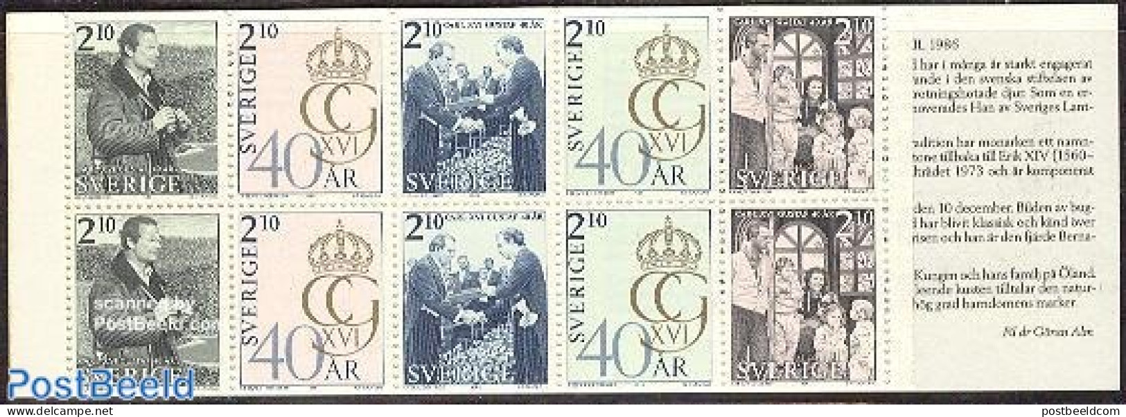 Sweden 1986 King Carl XVI 2x5v In Booklet, Mint NH, History - Kings & Queens (Royalty) - Nobel Prize Winners - Stamp B.. - Neufs