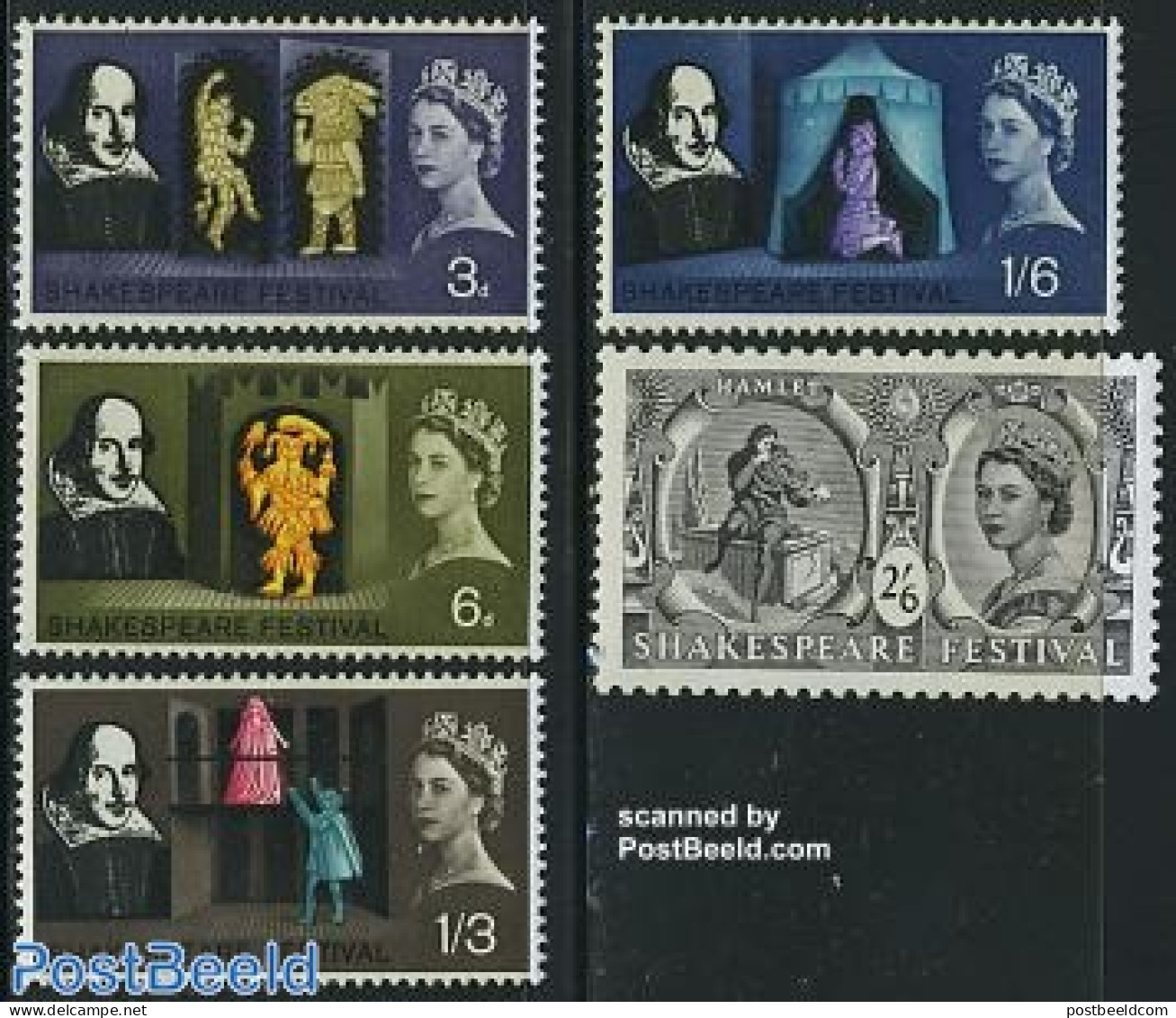 Great Britain 1964 Shakespeare 5v, Mint NH, Performance Art - Theatre - Art - Authors - Neufs