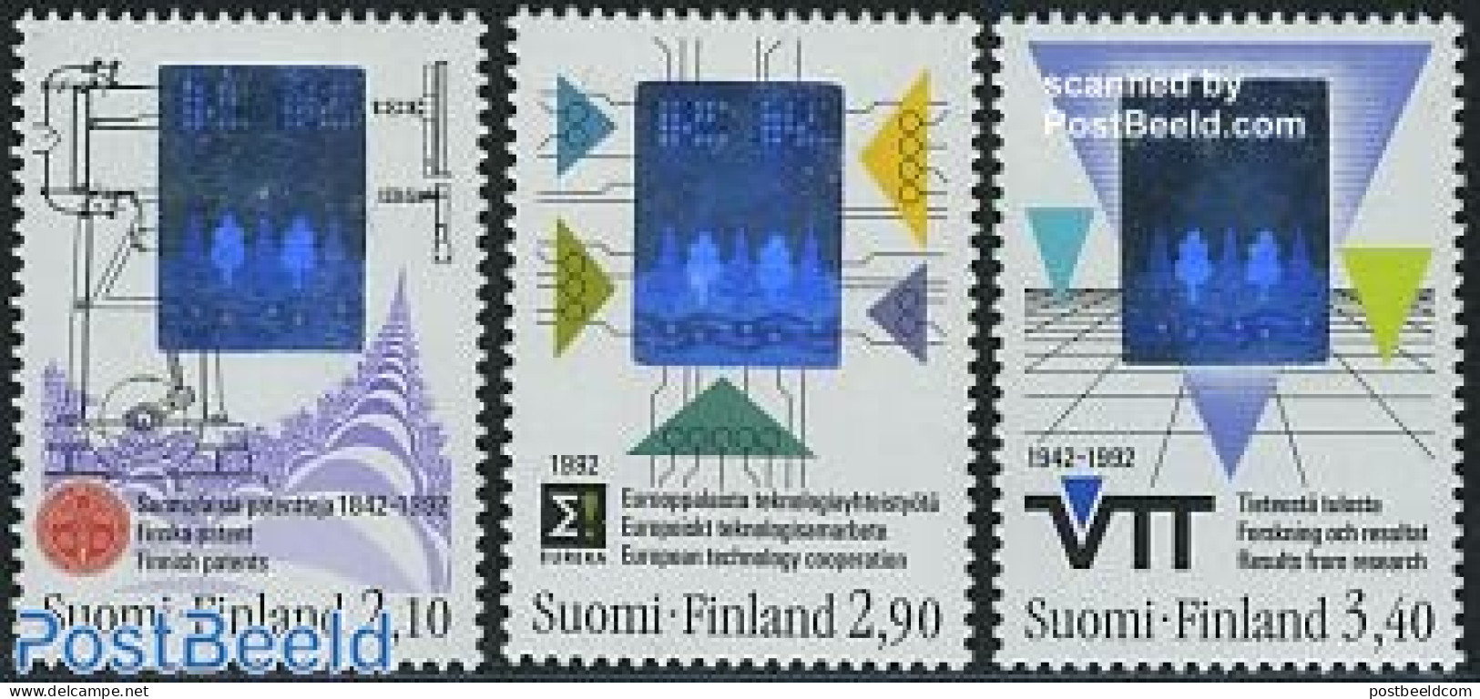 Finland 1992 Technology, Holographs 3v, Mint NH, History - Science - Various - Europa Hang-on Issues - Computers & IT .. - Neufs