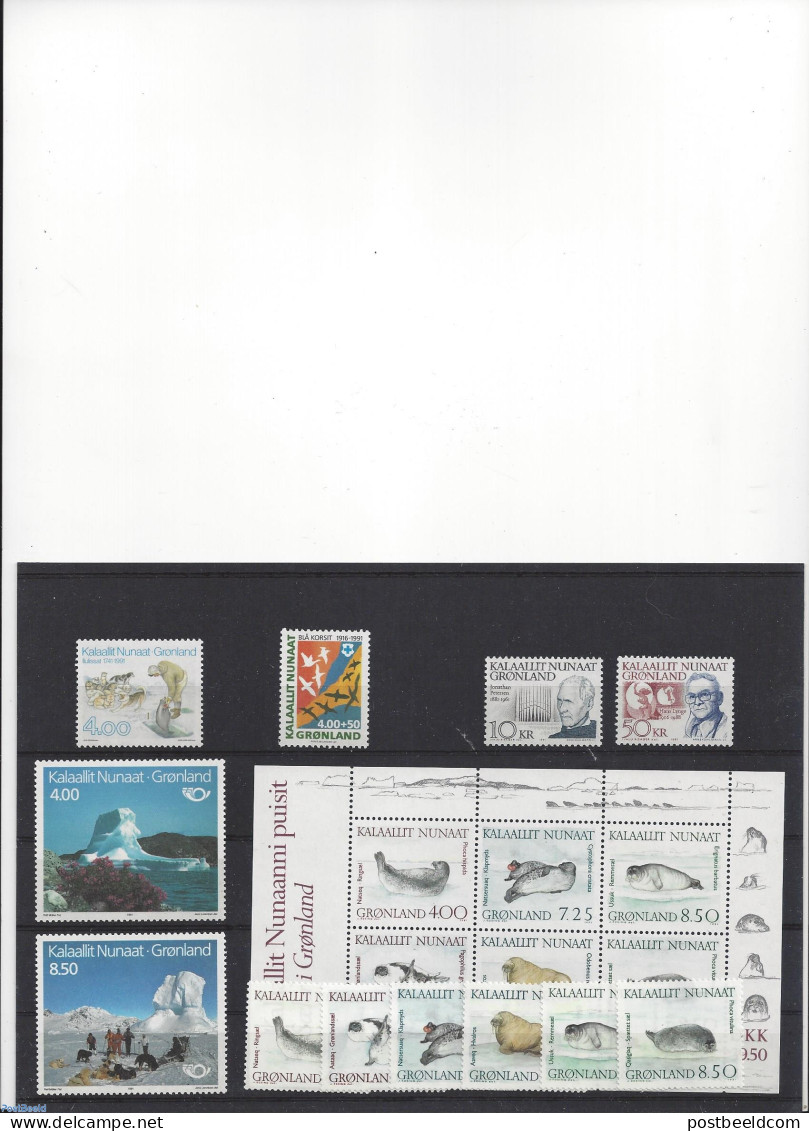 Greenland 1991 Yearset 1991 (12v+1s/s), Mint NH, Various - Yearsets (by Country) - Nuevos