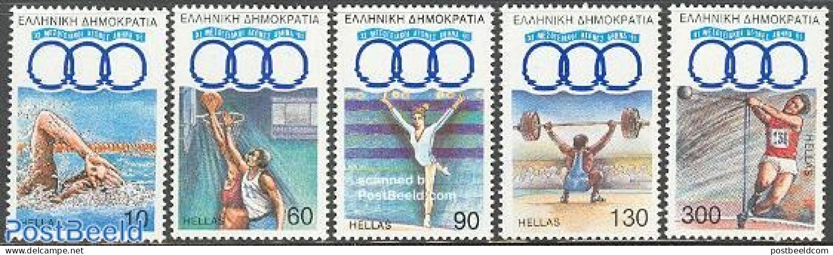 Greece 1991 Mediterranean Games 5v, Mint NH, Sport - Athletics - Basketball - Gymnastics - Sport (other And Mixed) - S.. - Nuevos