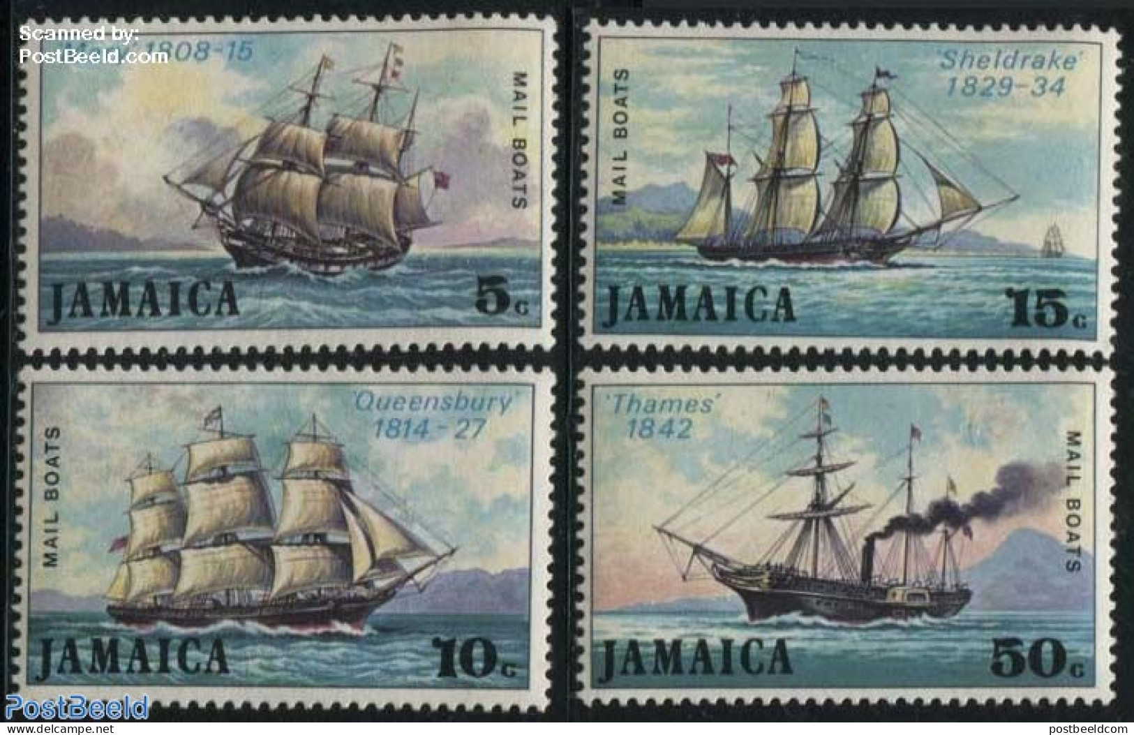 Jamaica 1974 Postal Ships 4v, Mint NH, Transport - Post - Ships And Boats - Poste