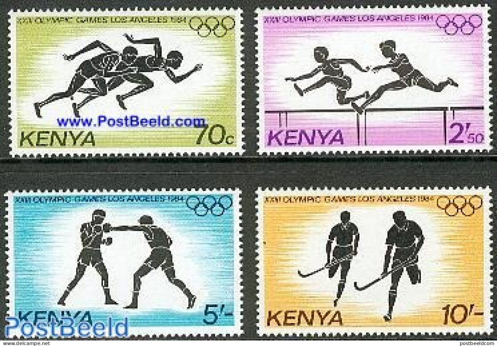 Kenia 1984 Olympic Games Los Angeles 4v, Mint NH, Sport - Athletics - Boxing - Hockey - Olympic Games - Leichtathletik