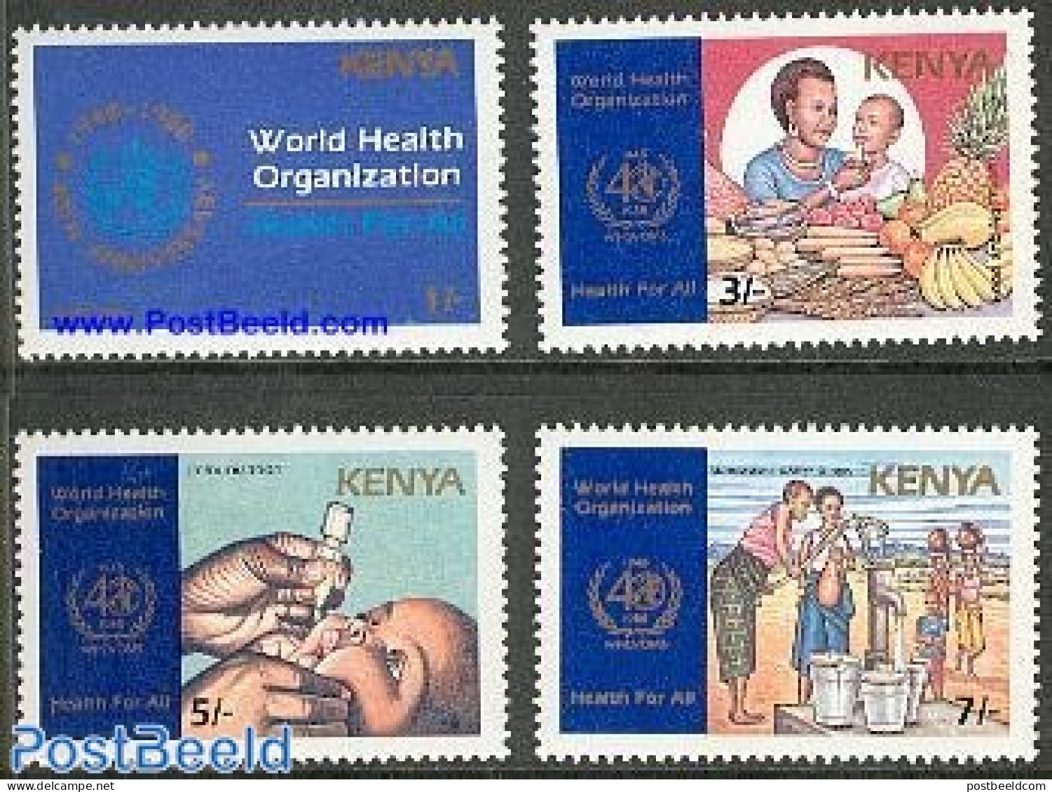 Kenia 1988 W.H.O. 4v, Mint NH, Health - Nature - Food & Drink - Health - Fruit - Water, Dams & Falls - Alimentation