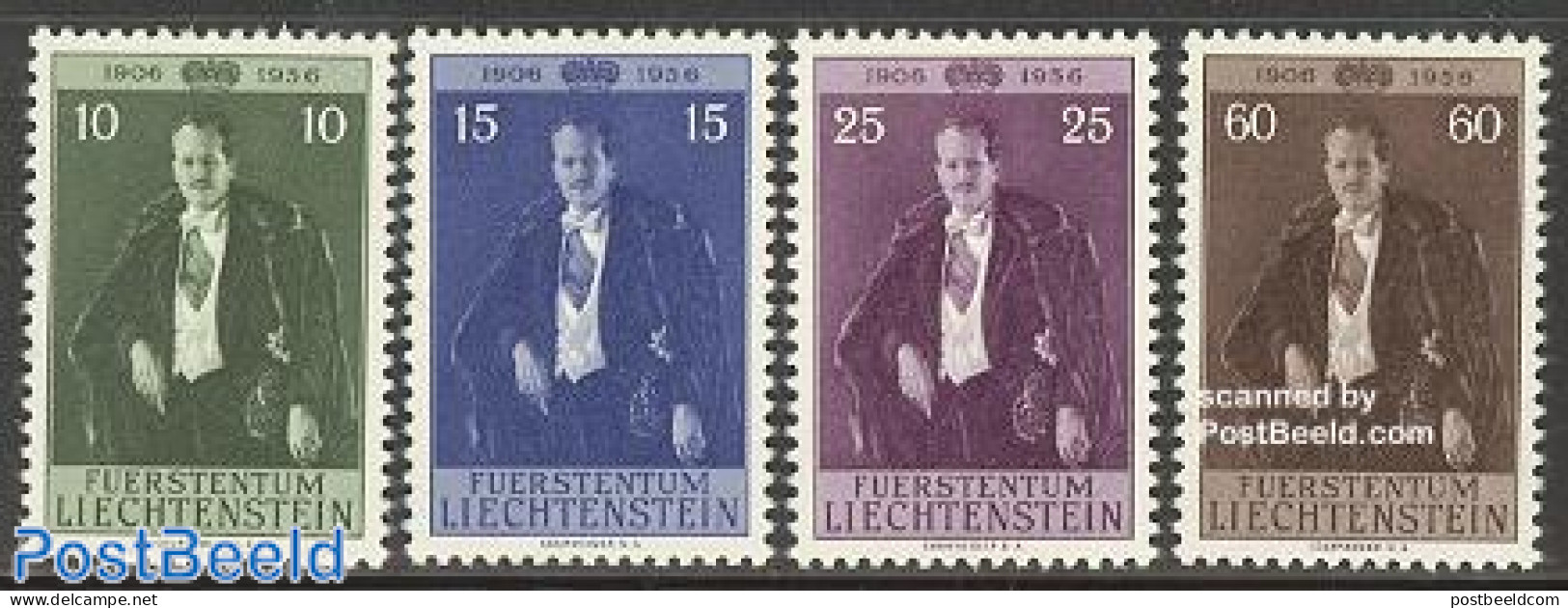 Liechtenstein 1956 Franz Josef II 4v, Unused (hinged), History - Kings & Queens (Royalty) - Neufs