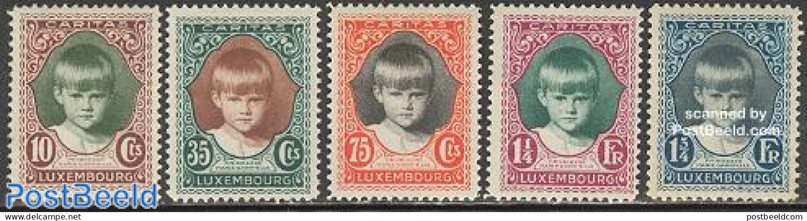 Luxemburg 1929 Child Welfare 5v, Unused (hinged), History - Kings & Queens (Royalty) - Nuevos