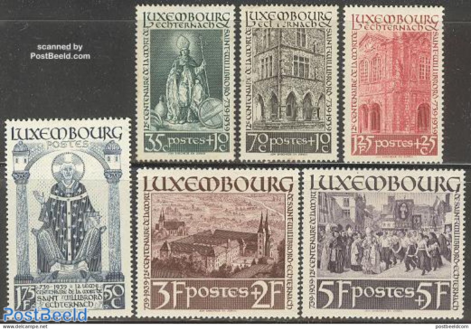 Luxemburg 1938 Willibrord 6v, Unused (hinged), Religion - Cloisters & Abbeys - Religion - Nuevos