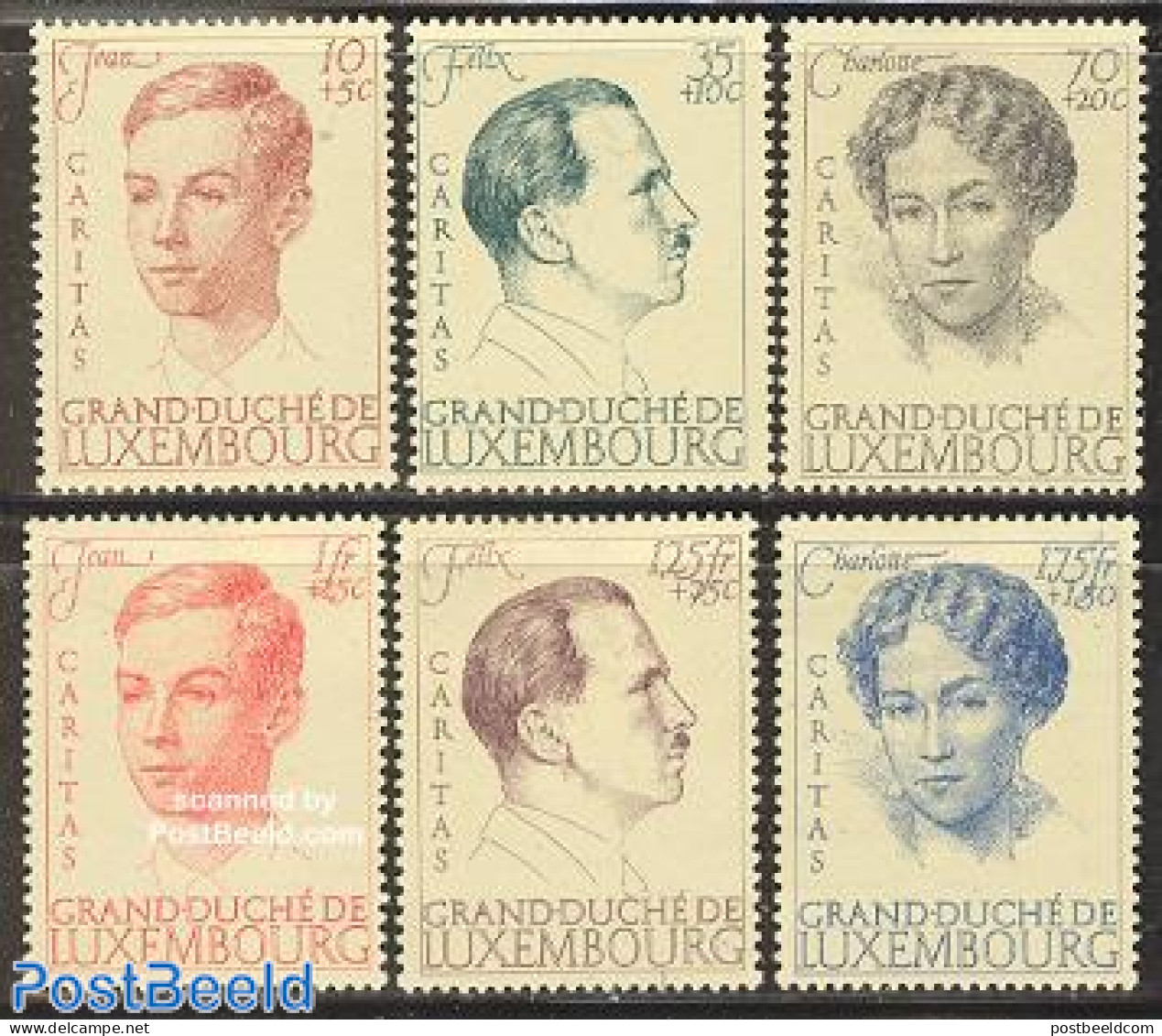 Luxemburg 1939 Caritas 6v, Unused (hinged), History - Kings & Queens (Royalty) - Nuevos