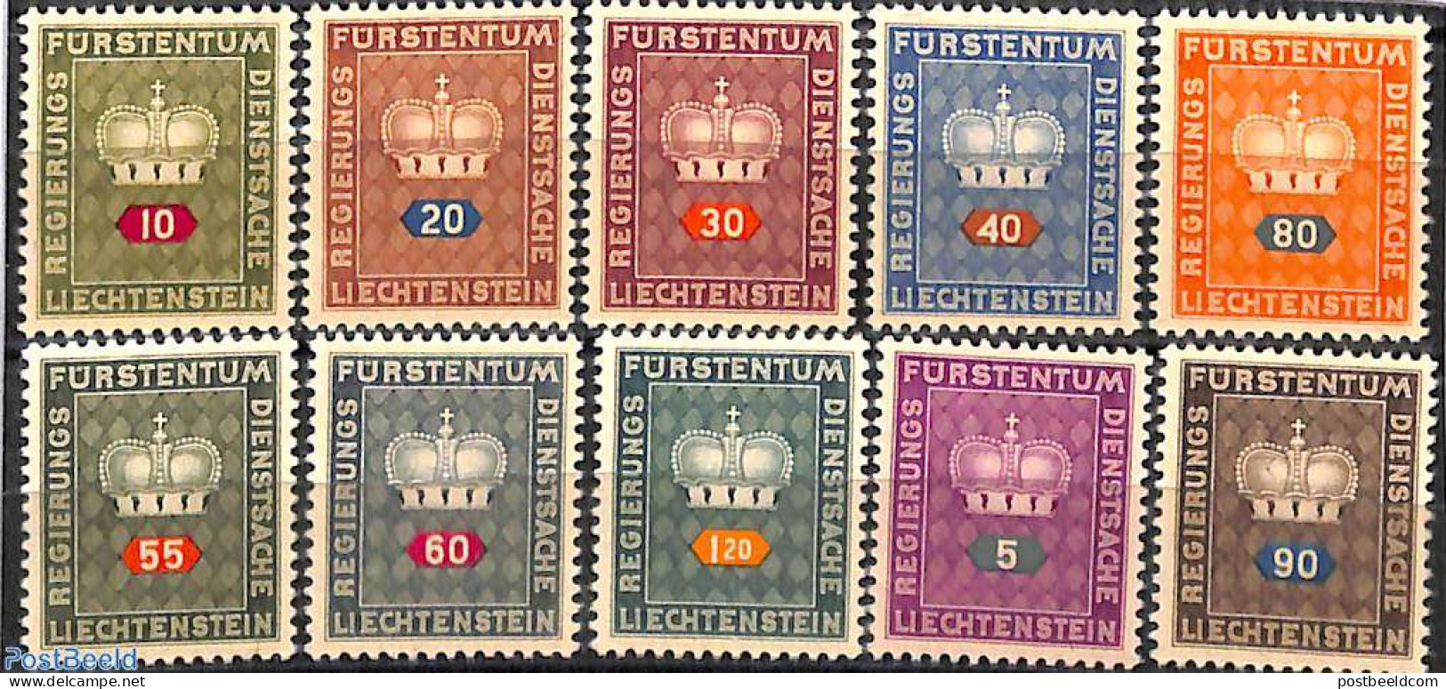 Liechtenstein 1950 On Service 10v, Mint NH - Sonstige & Ohne Zuordnung