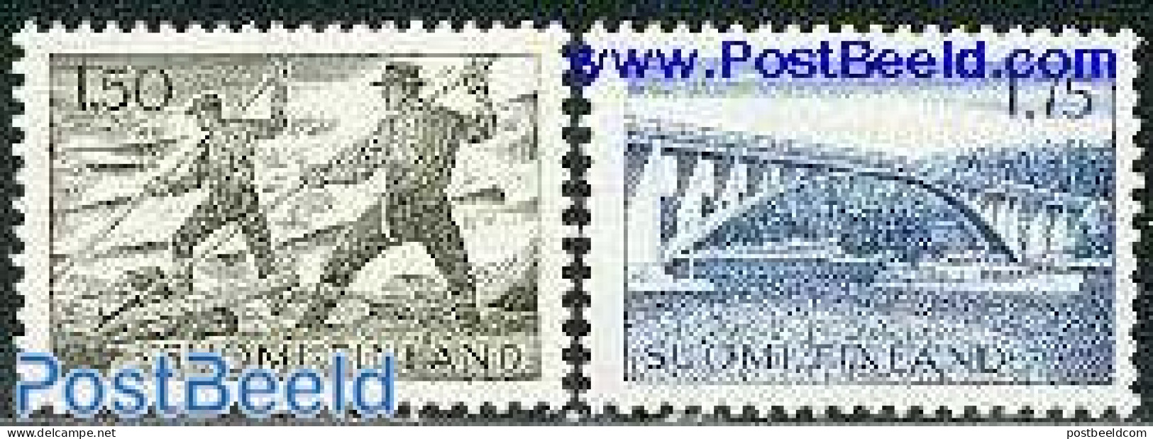 Finland 1963 Definitives 2v, Normal Paper, Mint NH, Nature - Trees & Forests - Art - Bridges And Tunnels - Ongebruikt