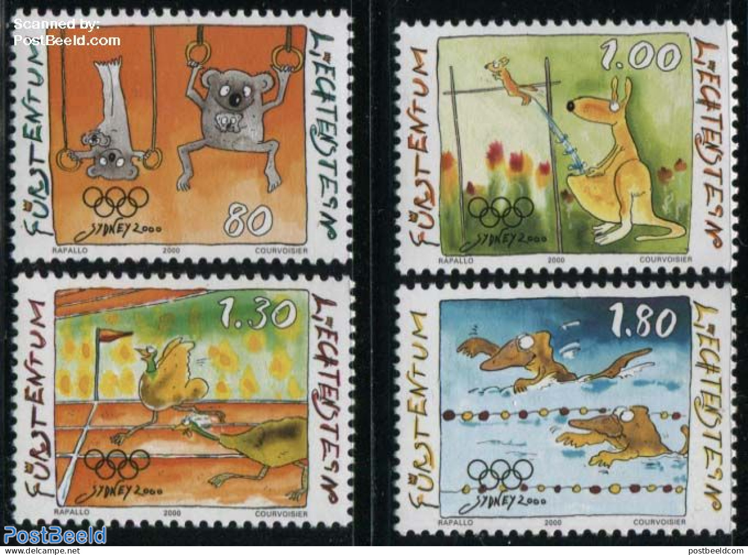 Liechtenstein 2000 Olympic Games Sydney 4v, Mint NH, Sport - Athletics - Olympic Games - Swimming - Art - Comics (exce.. - Neufs