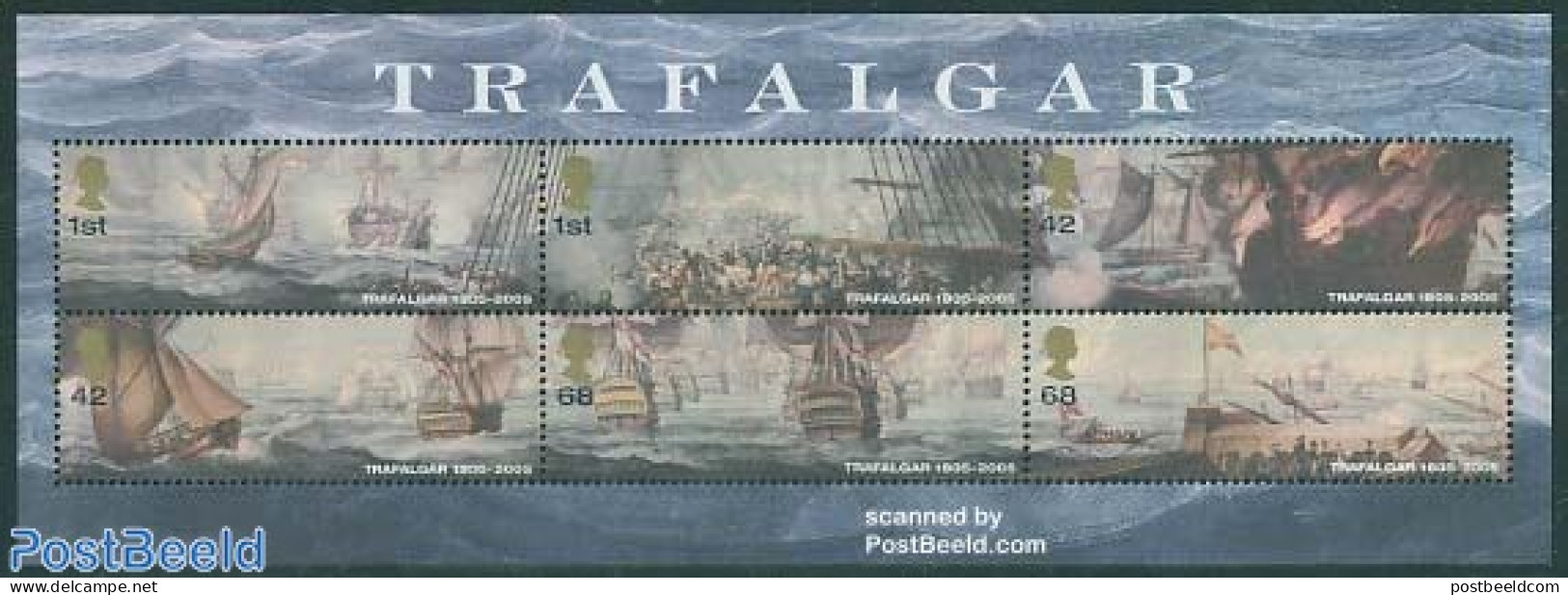 Great Britain 2005 Battle Of Trafalgar S/s, Mint NH, Transport - Fire Fighters & Prevention - Ships And Boats - Unused Stamps