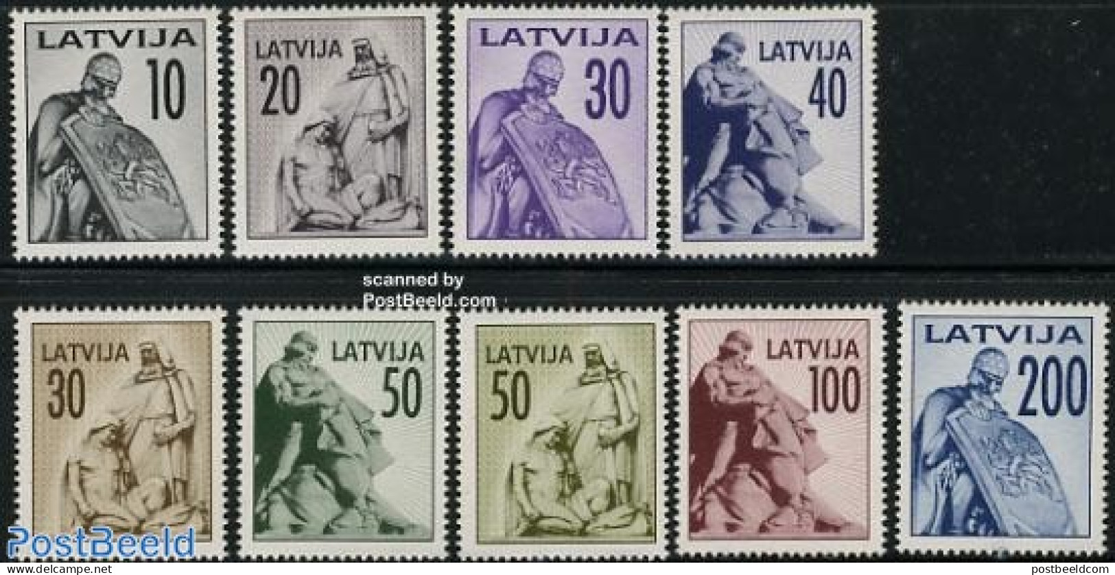 Latvia 1992 Definitives, Monuments 9v, Mint NH, Art - Sculpture - Escultura