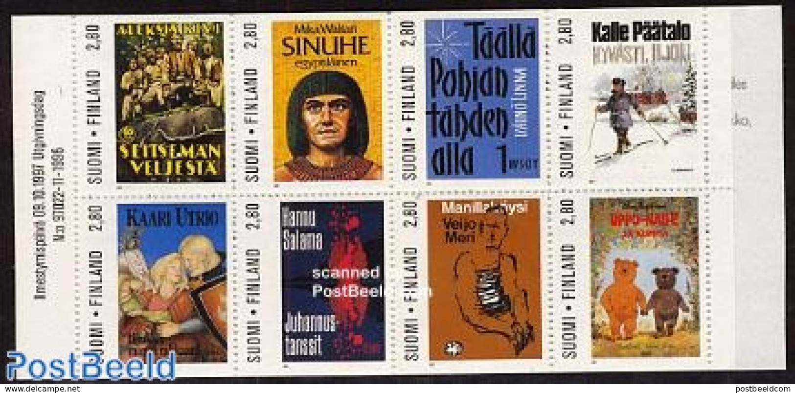 Finland 1997 20th Century Books 8v In Booklet, Mint NH, Stamp Booklets - Art - Authors - Children's Books Illustration.. - Nuevos