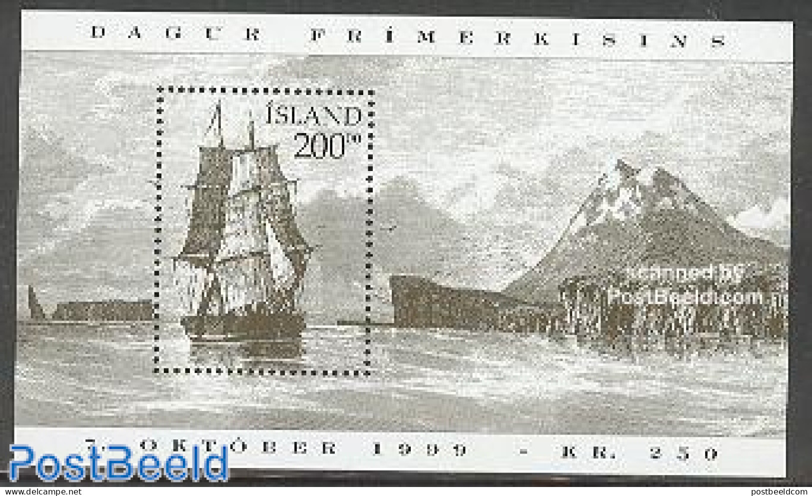 Iceland 1999 Stamp Day S/s, Mint NH, Transport - Stamp Day - Ships And Boats - Neufs